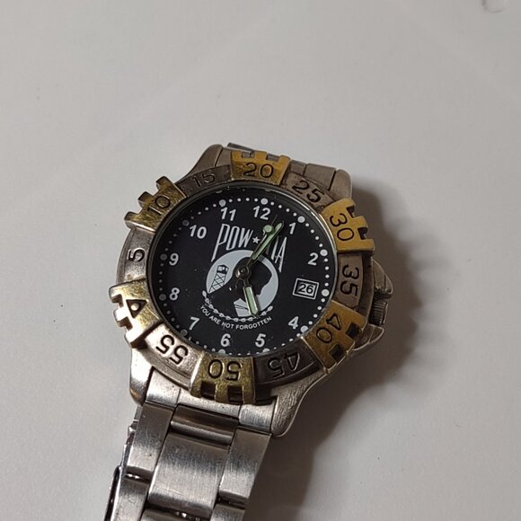 7 Inch Two Tone POW MIA Watch With Black Dial - Picture 8 of 11